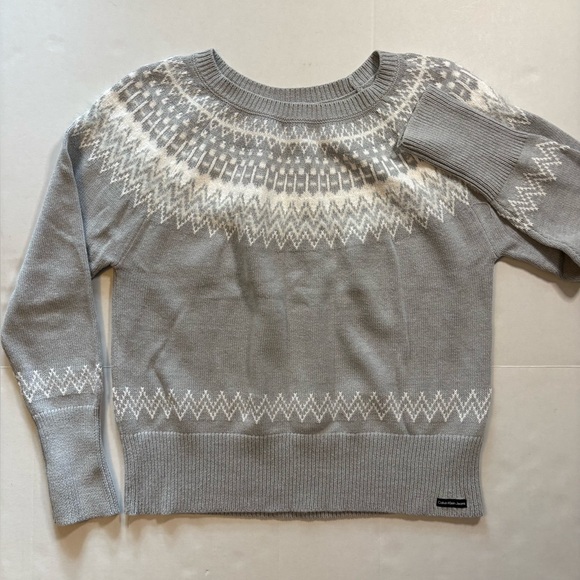 Calvin Klein Jeans Sweaters - Calvin Klein jeans woven‎ gray/white sweater SZ L. Faire Isle Cotton